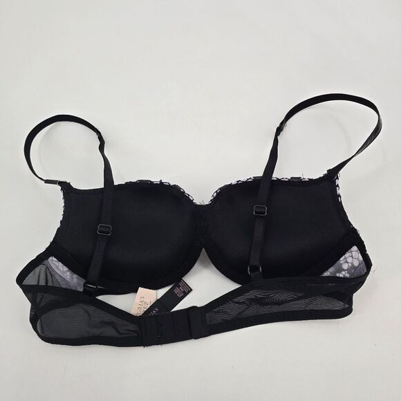 VS Fashion Show Black Leather Push-Up Bra Victoria's Secret Size 34A NWT - Picture 5 of 7